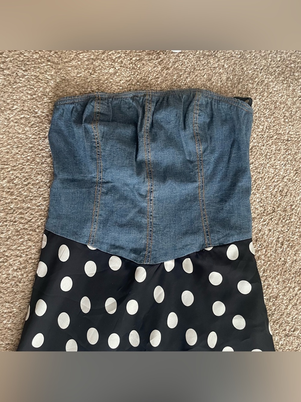 Charlotte Russe Denim Bustier Polka Dot maxi dress
